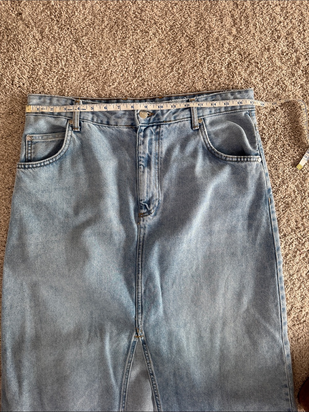 Pilcro Light Blue Denim Maxi Skirt with Front Slit - Picture 6 of 9